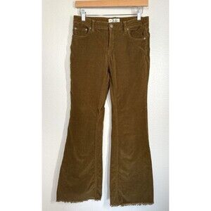 We The Free People Size 26 Brown Micro Stretch Corduroy Flare Leg Raw‎ Hem Pants
